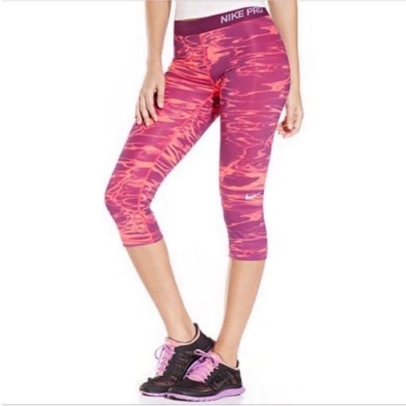 Nike Pants - Nike Pro Dri Fit leggings pink purple tie dye capris